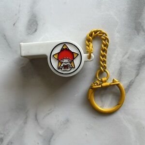 Vintage Sanrio Kiki and Lala LITTLE TWIN STARS - Keychain whistle 1976